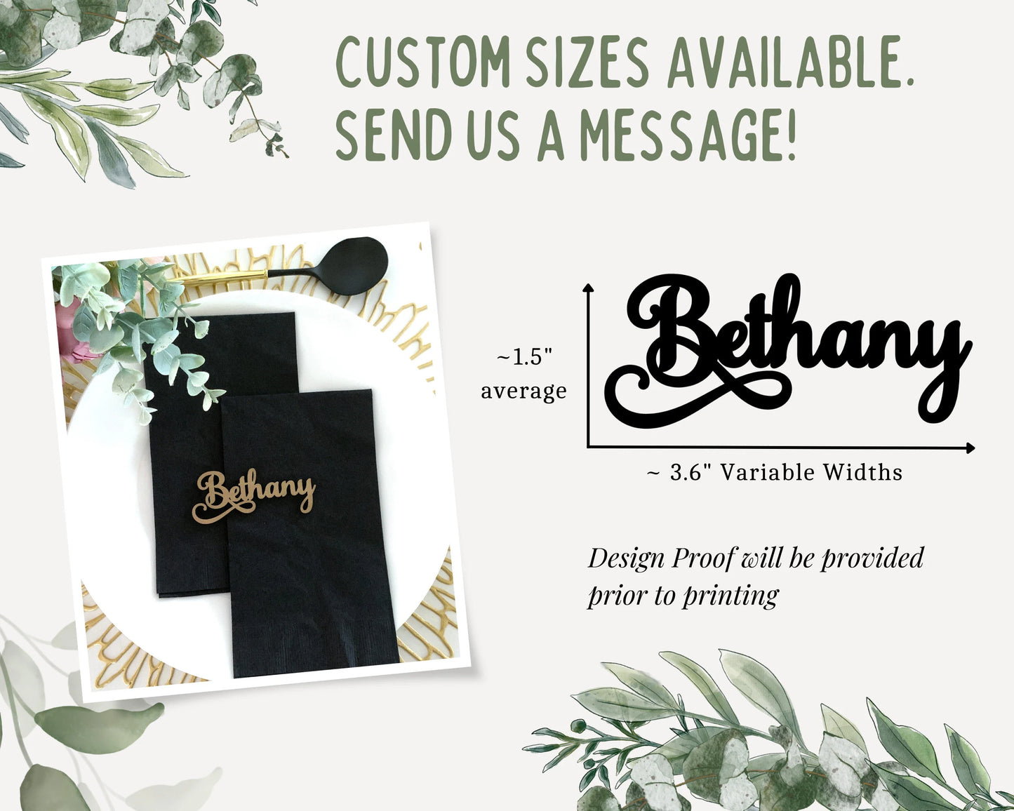 Samantha Cursive Rustic Style Wooden Wedding Place Cards For Wedding Reception