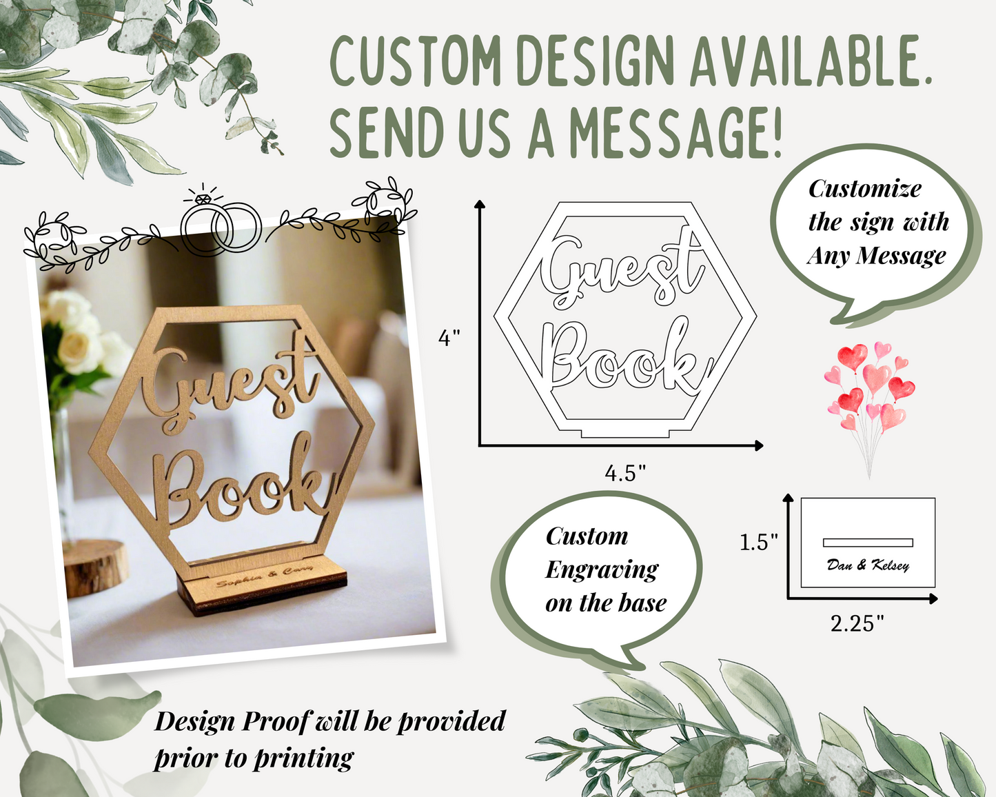Hexagon Custom Message Wedding Signage For Wedding Ceremony Table Decor