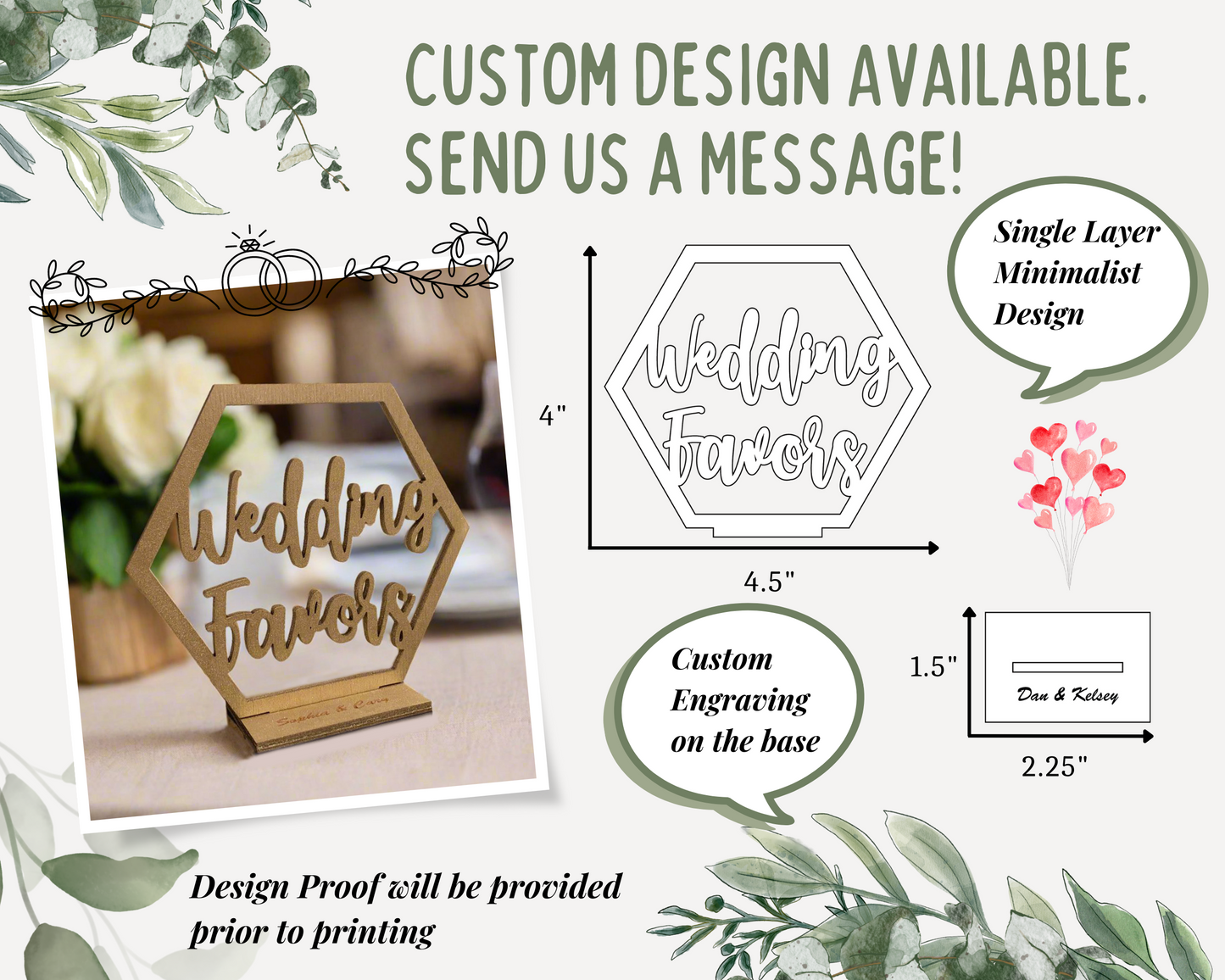Hexagon Wedding Favors Wedding Signage For Wedding Ceremony Table Decor