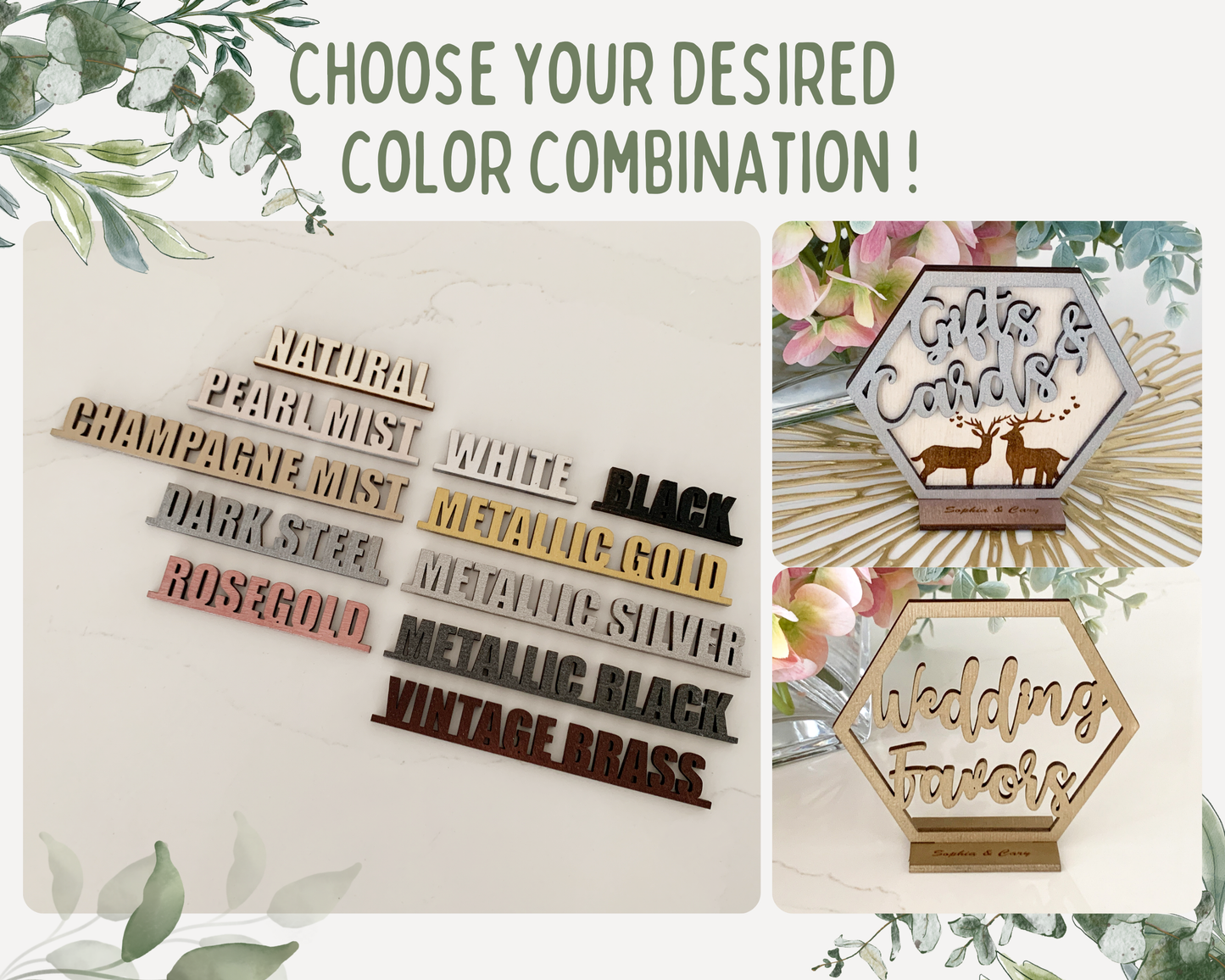 Hexagon Bird Family Wedding Favors Signage For Wedding Reception Table Decor