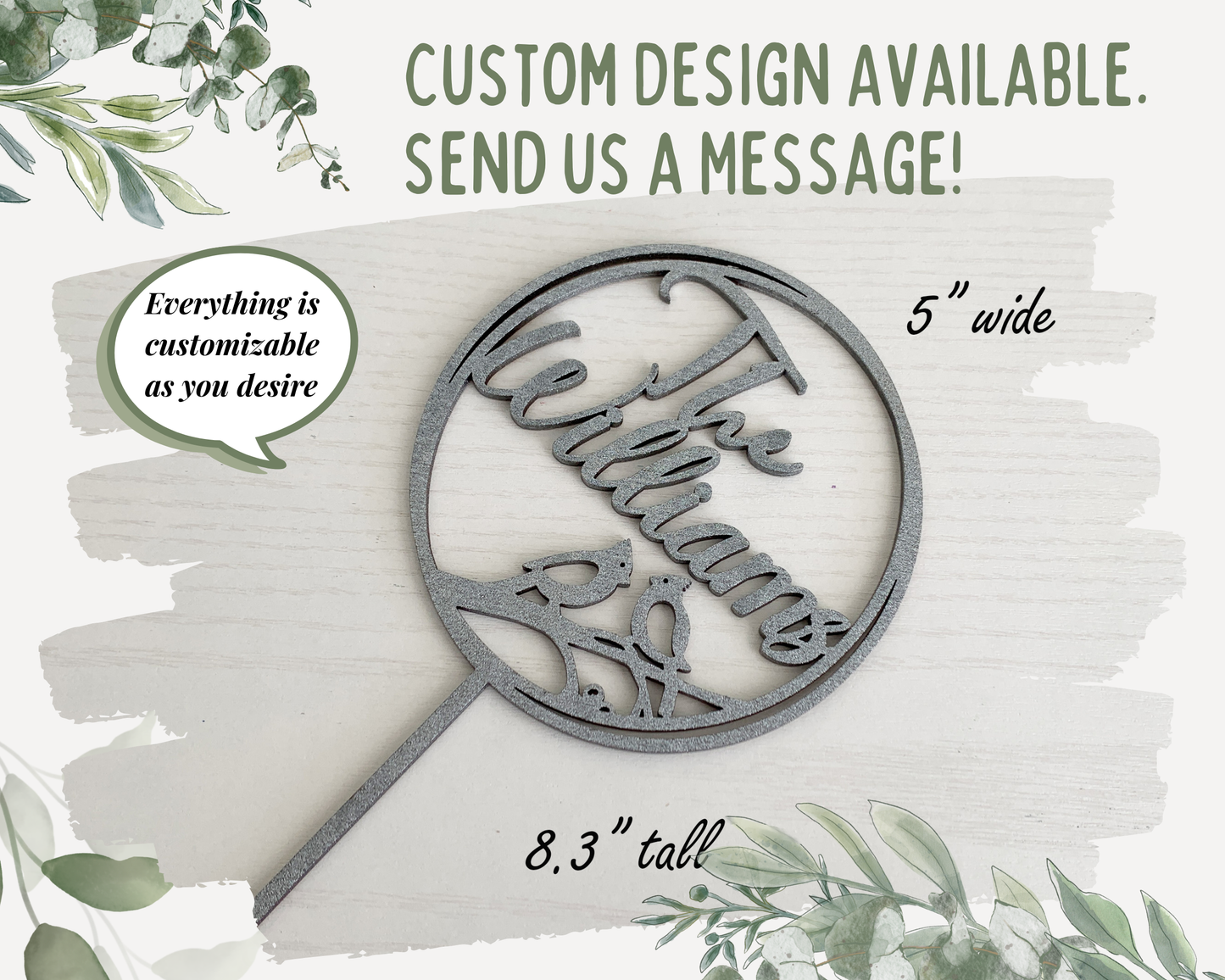 Personalized Bird Family Names Cake Topper for Wedding and Birthday Parties
