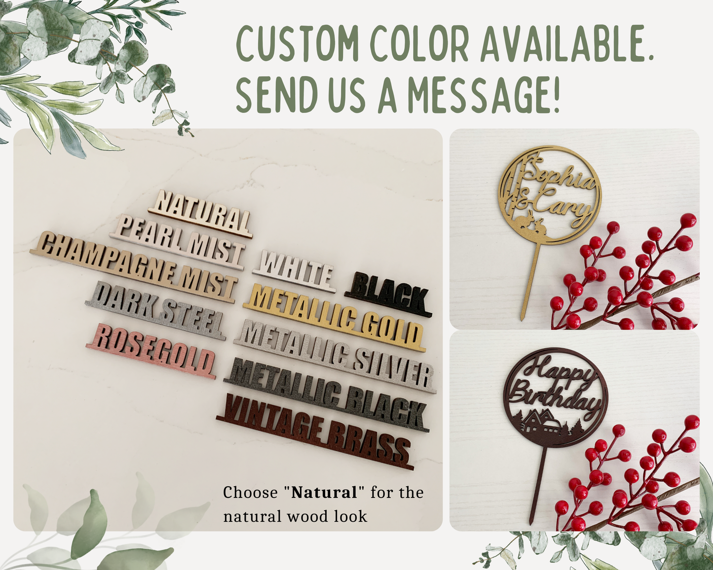 Personalized Cabin Design Happy Birthday Cake Topper for Wedding and Birthday Parties