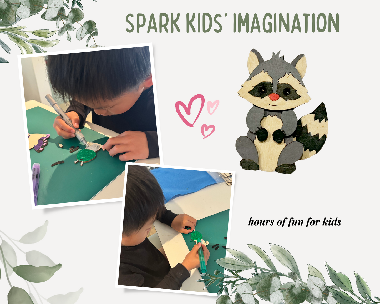 raccoon wooden toys for kids birthday gift, goodie bag and party favors