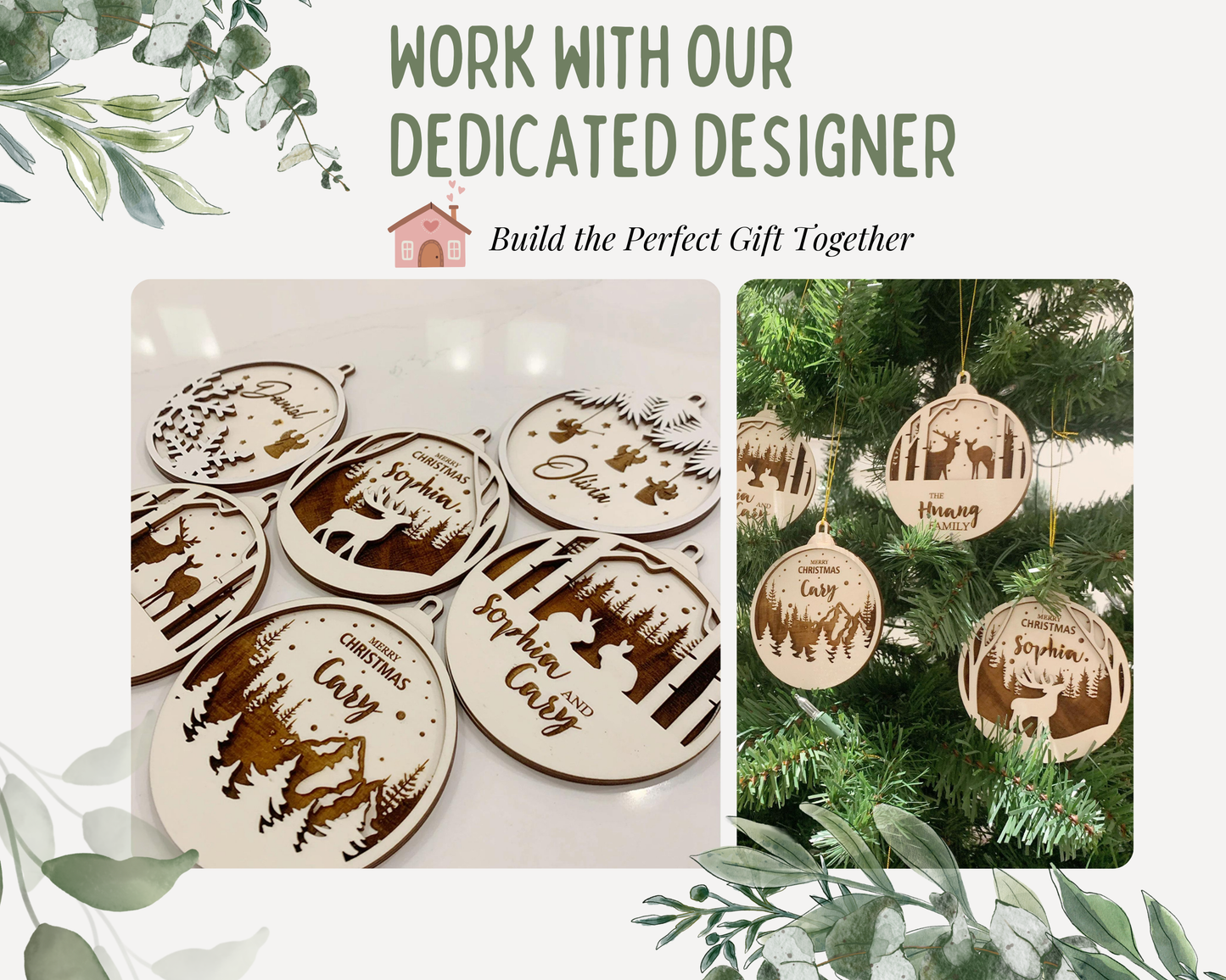 Personalized Cabin in the Woods Christmas Ornament for Christmas Tree Decoration Gift