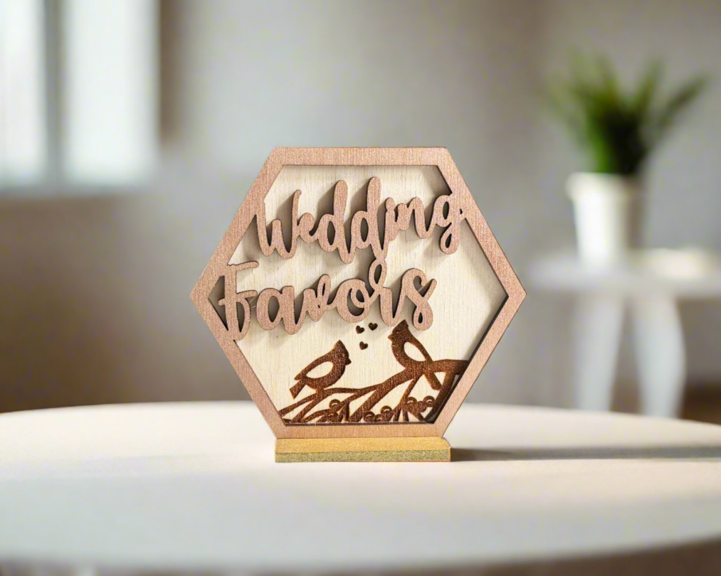 Hexagon Bird Family Wedding Favors Signage For Wedding Reception Table Decor