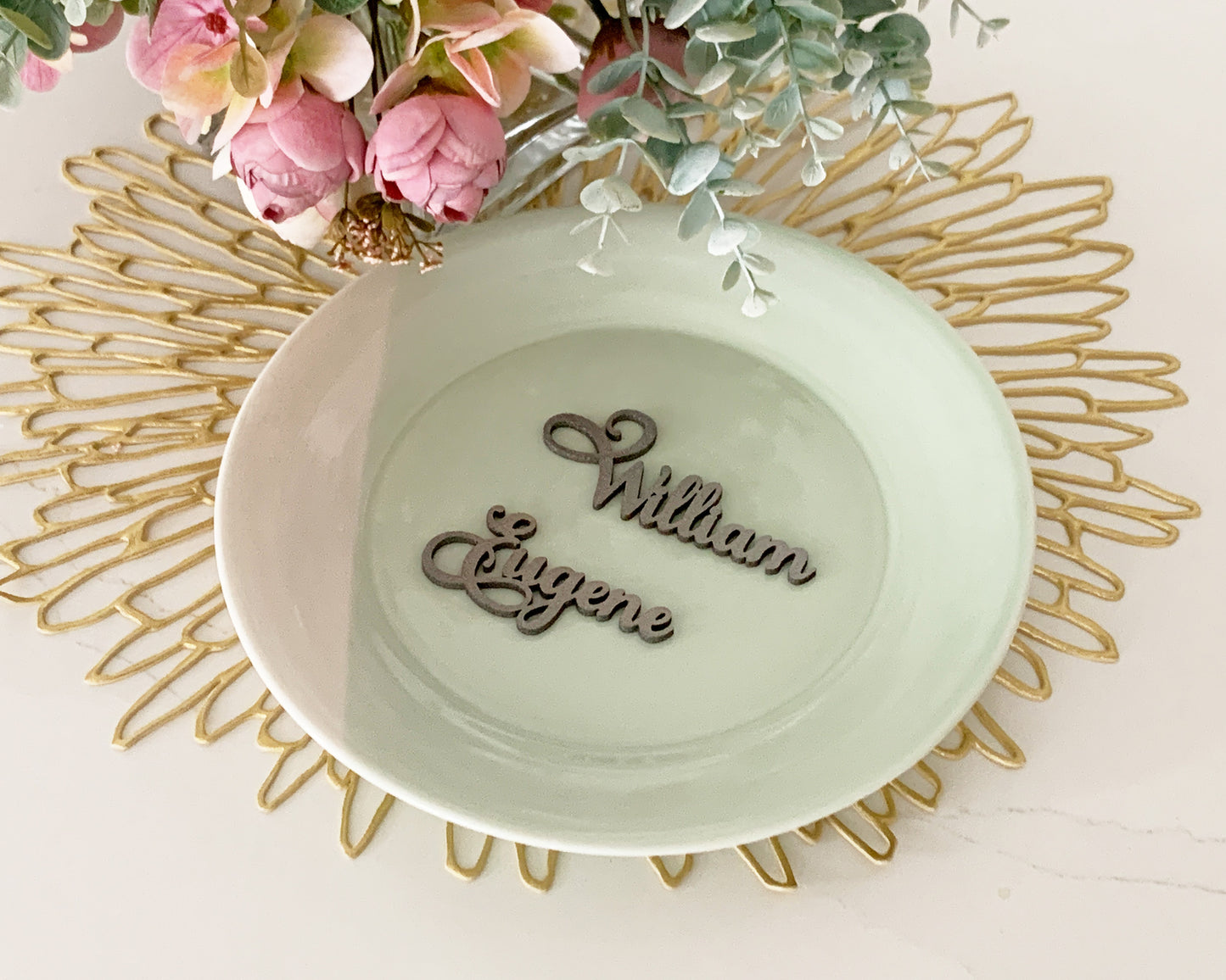 Samantha Cursive Rustic Style Wooden Wedding Place Cards For Wedding Reception