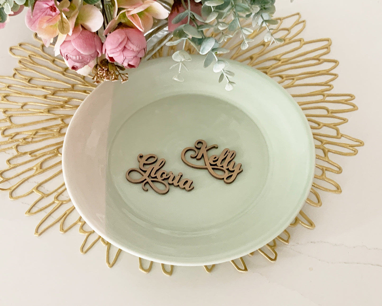 Samantha Cursive Rustic Style Wooden Wedding Place Cards For Wedding Reception