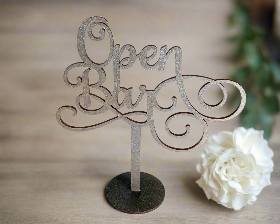 Open Bar Wedding Signage For Wedding Ceremony Table Decor