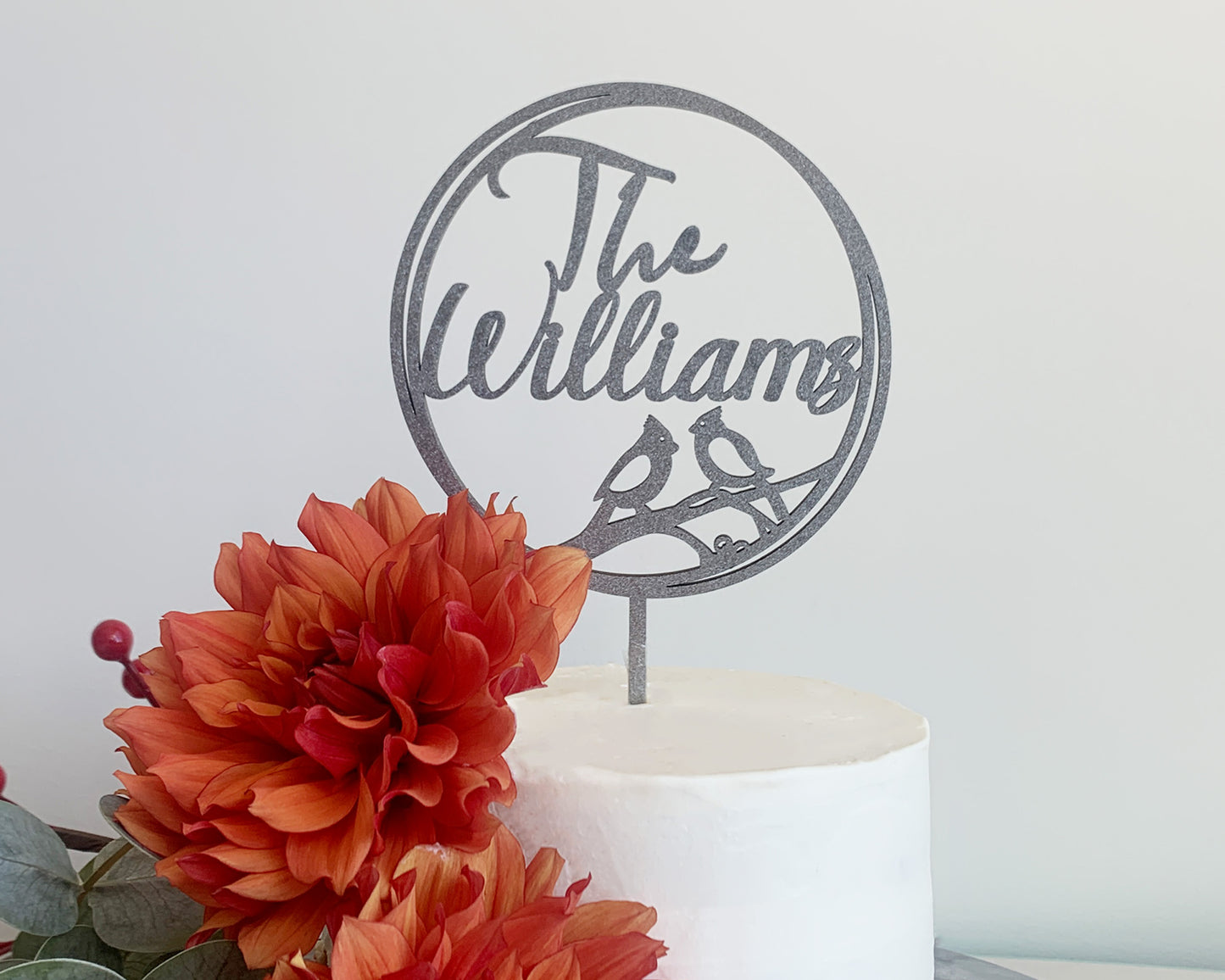 Personalized Bird Family Names Cake Topper for Wedding and Birthday Parties