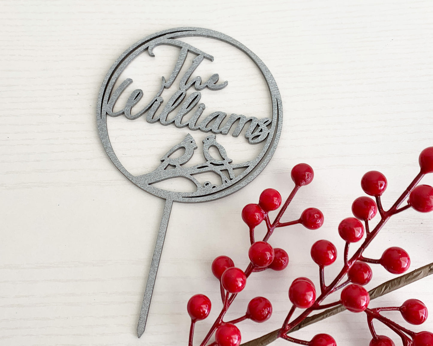 Personalized Bird Family Names Cake Topper for Wedding and Birthday Parties
