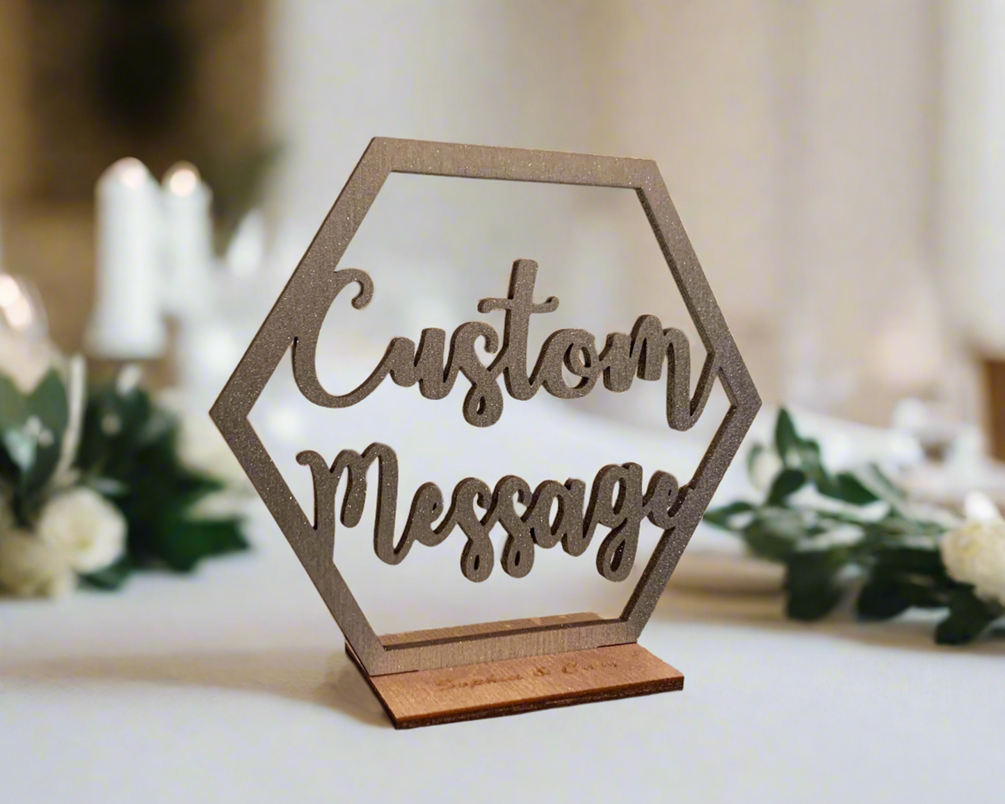 Hexagon Custom Message Wedding Signage For Wedding Ceremony Table Decor