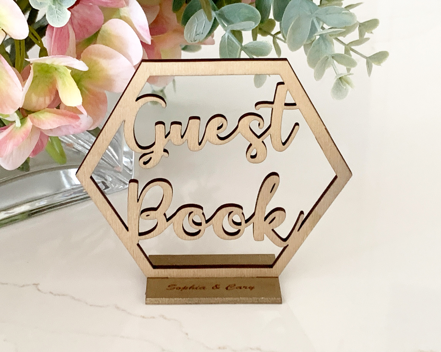 Hexagon Wedding Guest Book Signage For Wedding Ceremony Table Decor