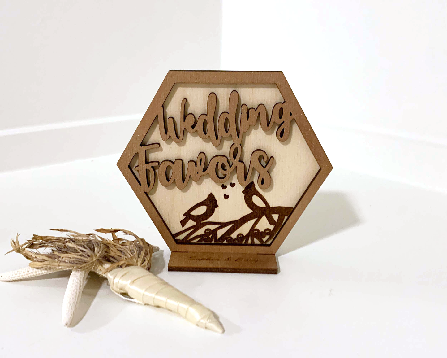 Hexagon Bird Family Wedding Favors Signage For Wedding Reception Table Decor