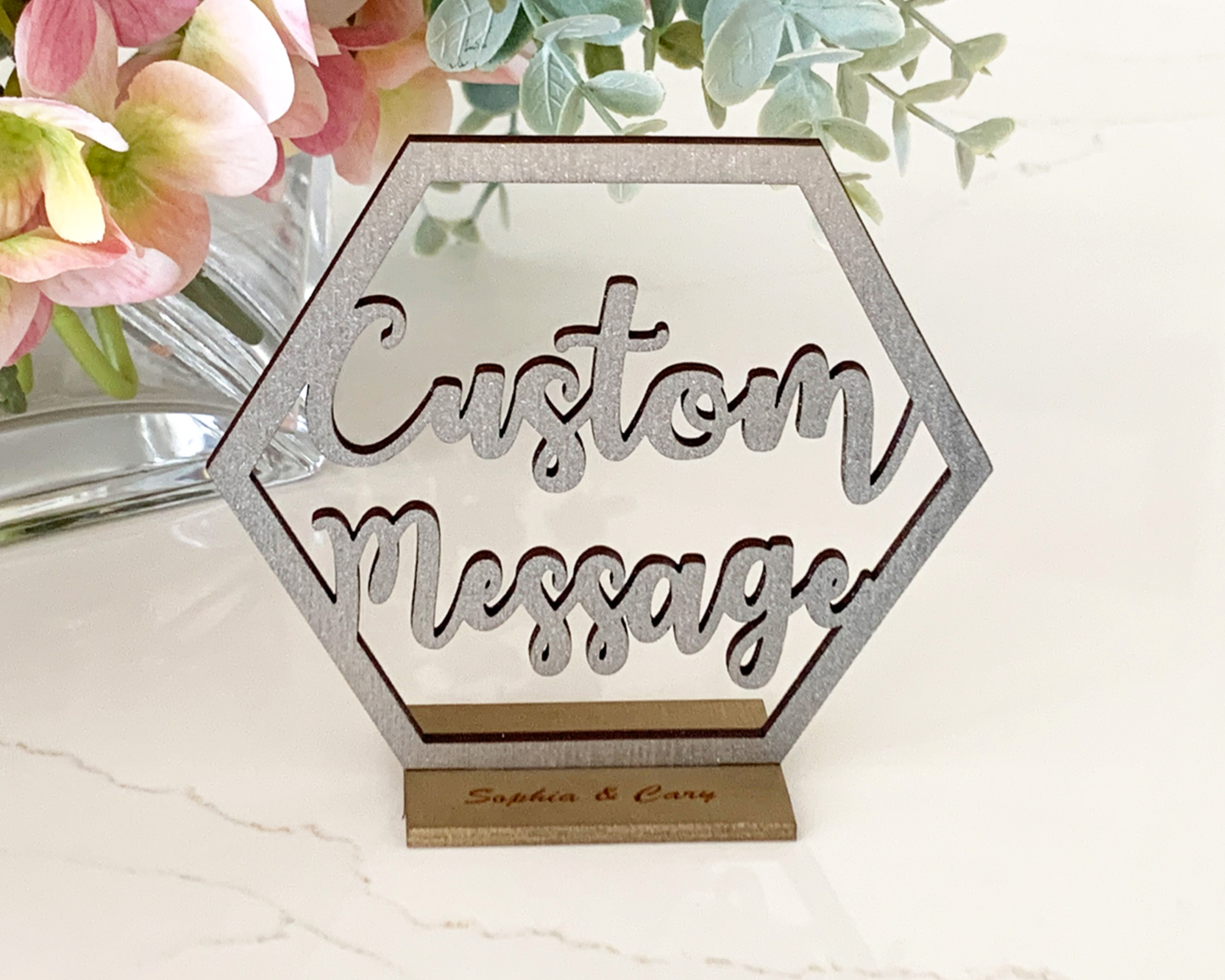 Hexagon Custom Message Wedding Signage For Wedding Ceremony Table Decor