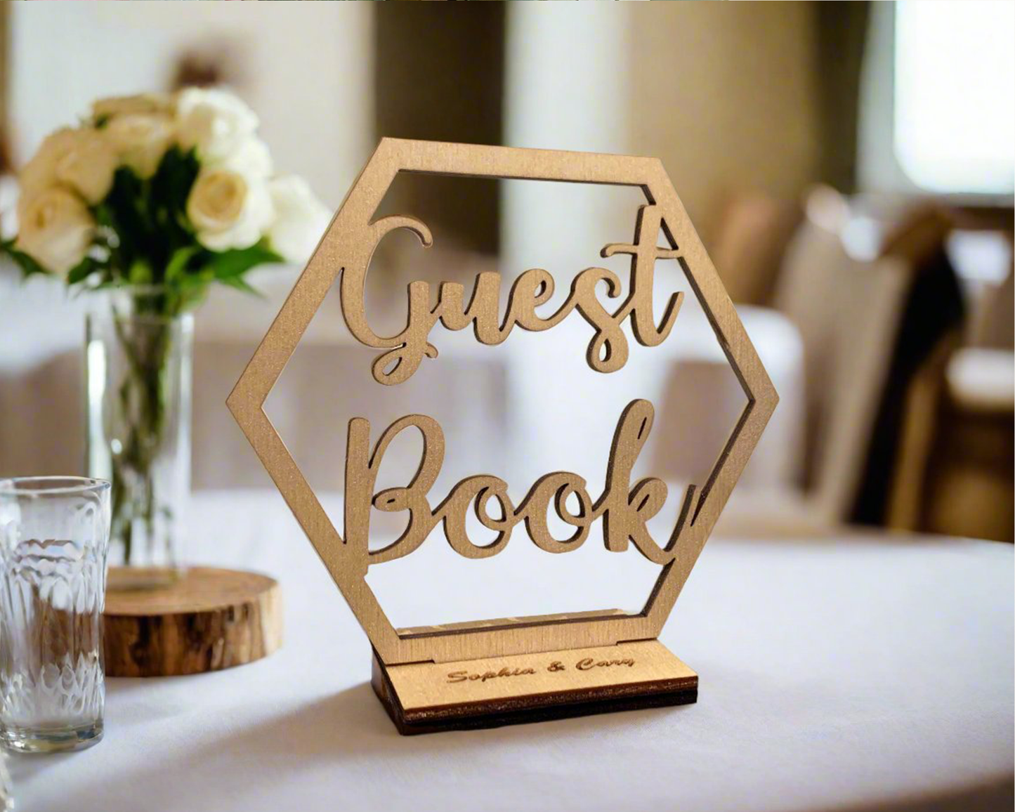 Hexagon Wedding Guest Book Signage For Wedding Ceremony Table Decor