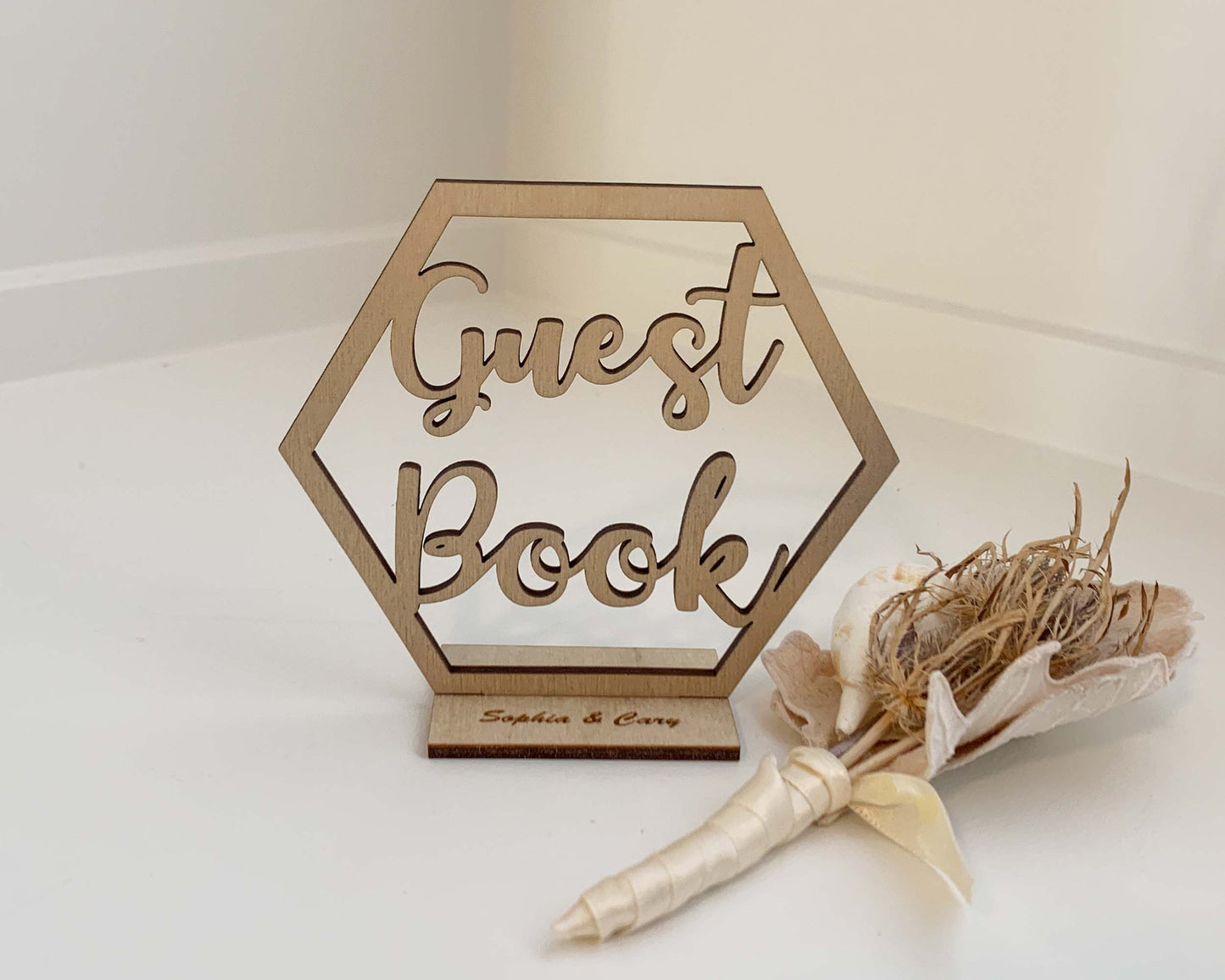 Hexagon Wedding Guest Book Signage For Wedding Ceremony Table Decor