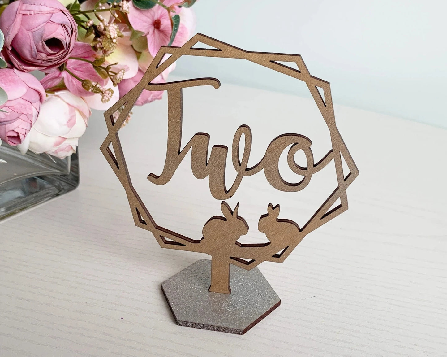 Overlapping Hexagon Bunny Family Wedding Table Numbers For Wedding Reception Table Decoration