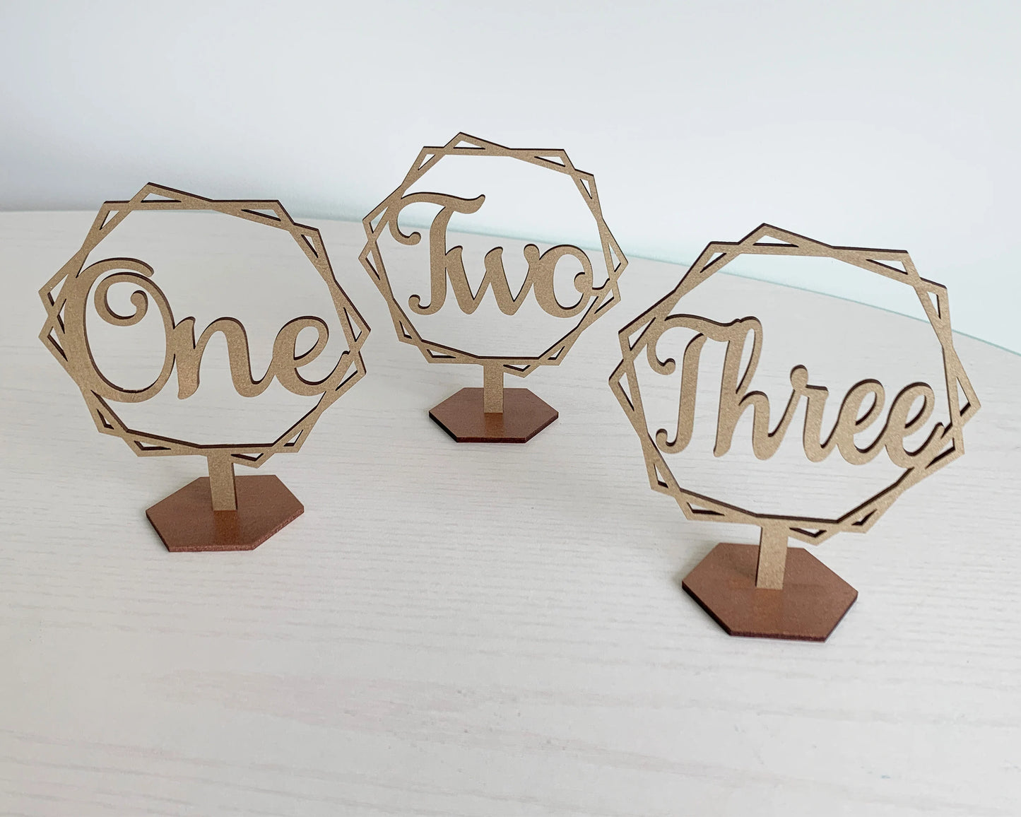 Overlapping Hexagon Wedding Table Numbers For Wedding Reception Table Decoration