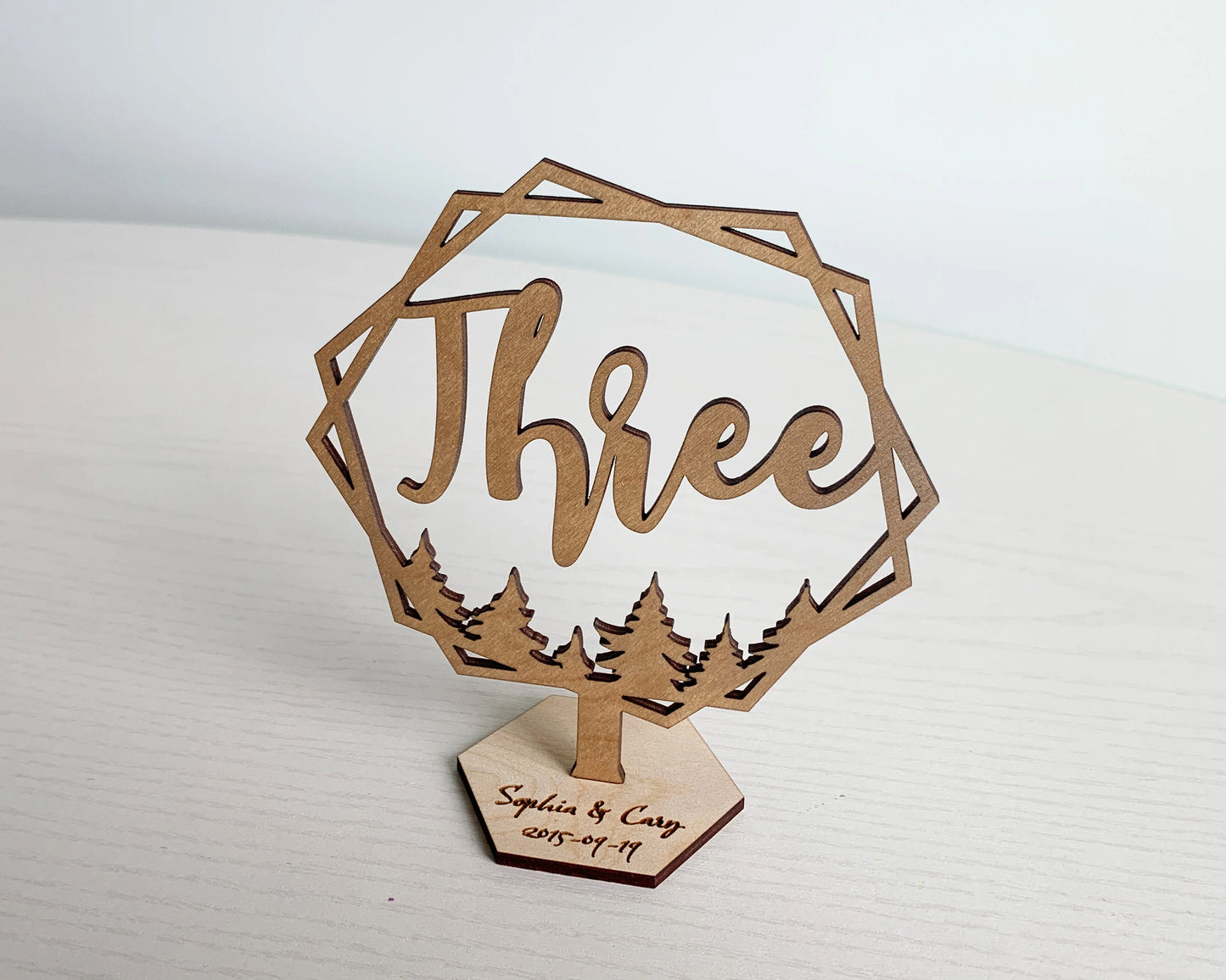 Overlapping Hexagon Forest Wedding Table Numbers For Wedding Reception Table Decoration