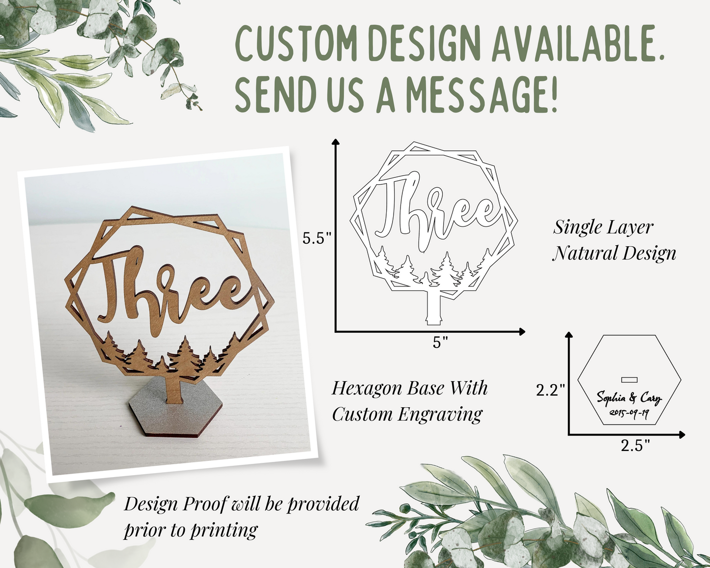 Overlapping Hexagon Forest Wedding Table Numbers For Wedding Reception Table Decoration