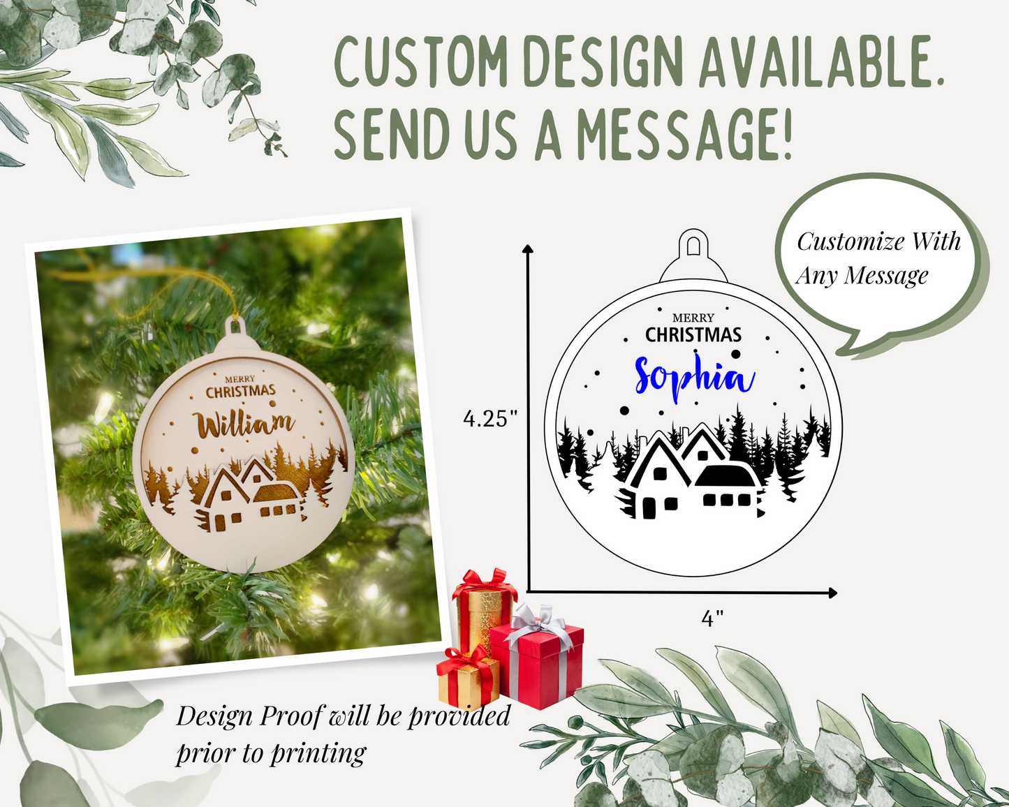 Personalized Cabin in the Woods Christmas Ornament for Christmas Tree Decoration Gift