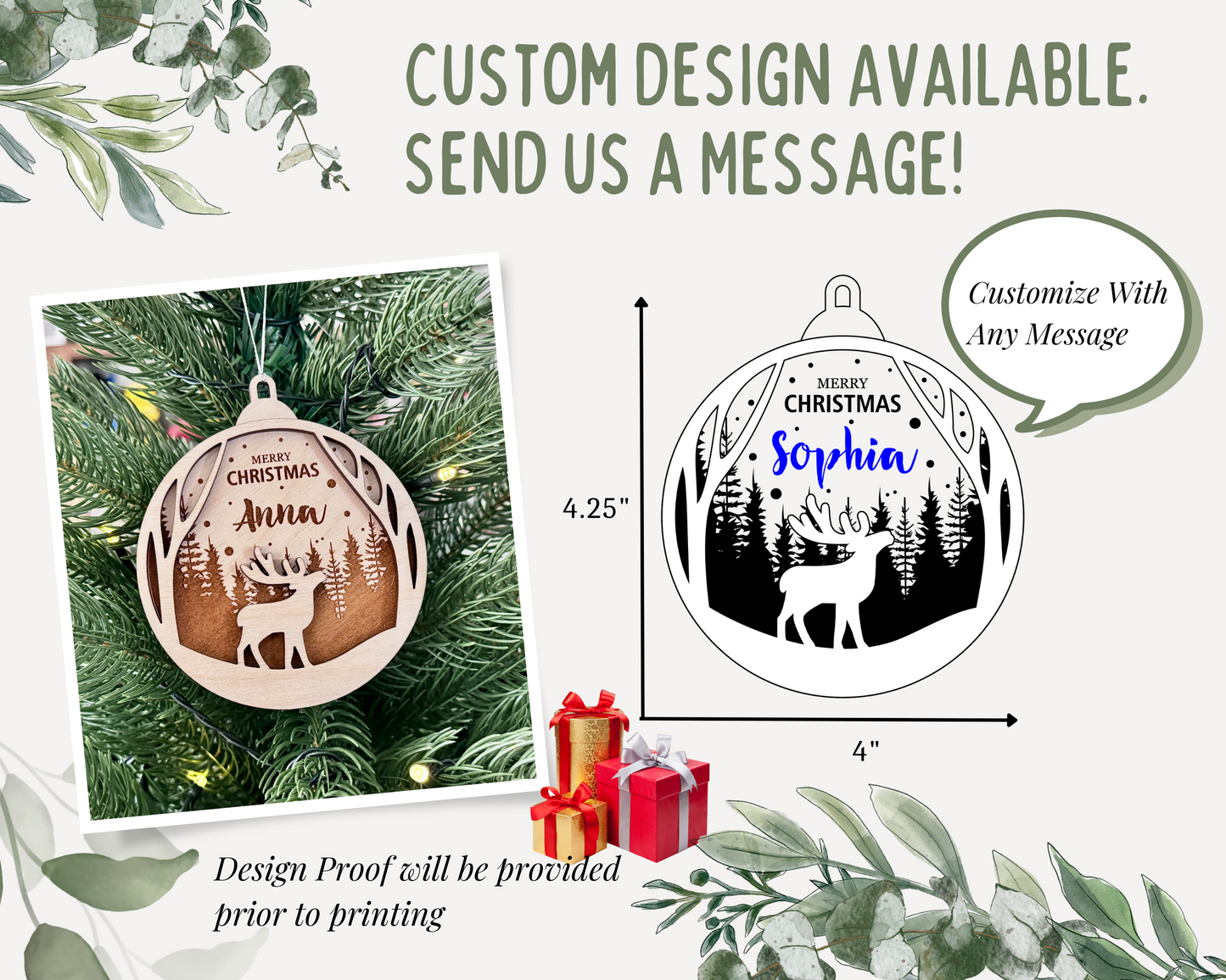 Personalized Moose Style Christmas Ornament for Christmas Tree Decoration Gift