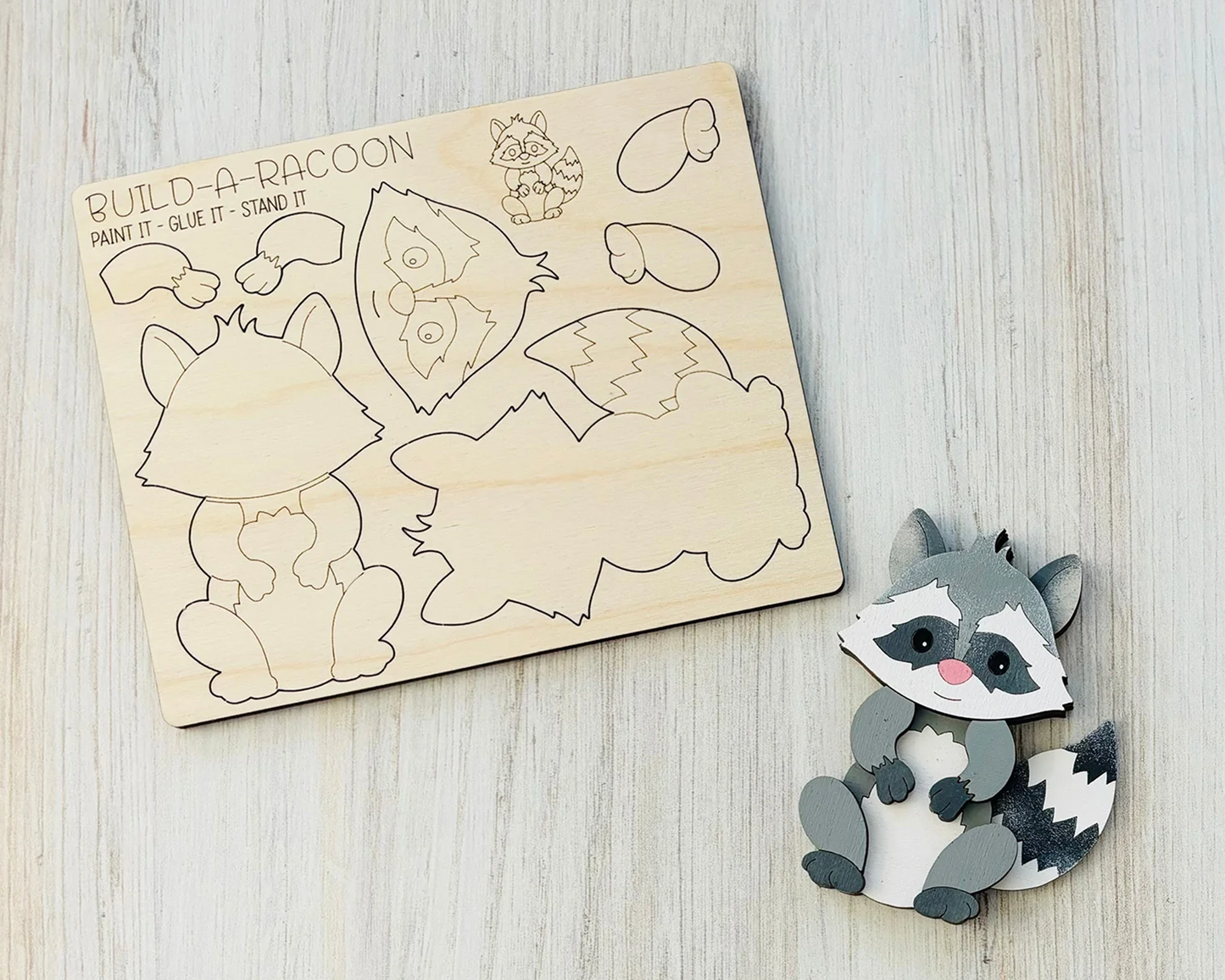 raccoon wooden toys for kids birthday gift, goodie bag and party favors