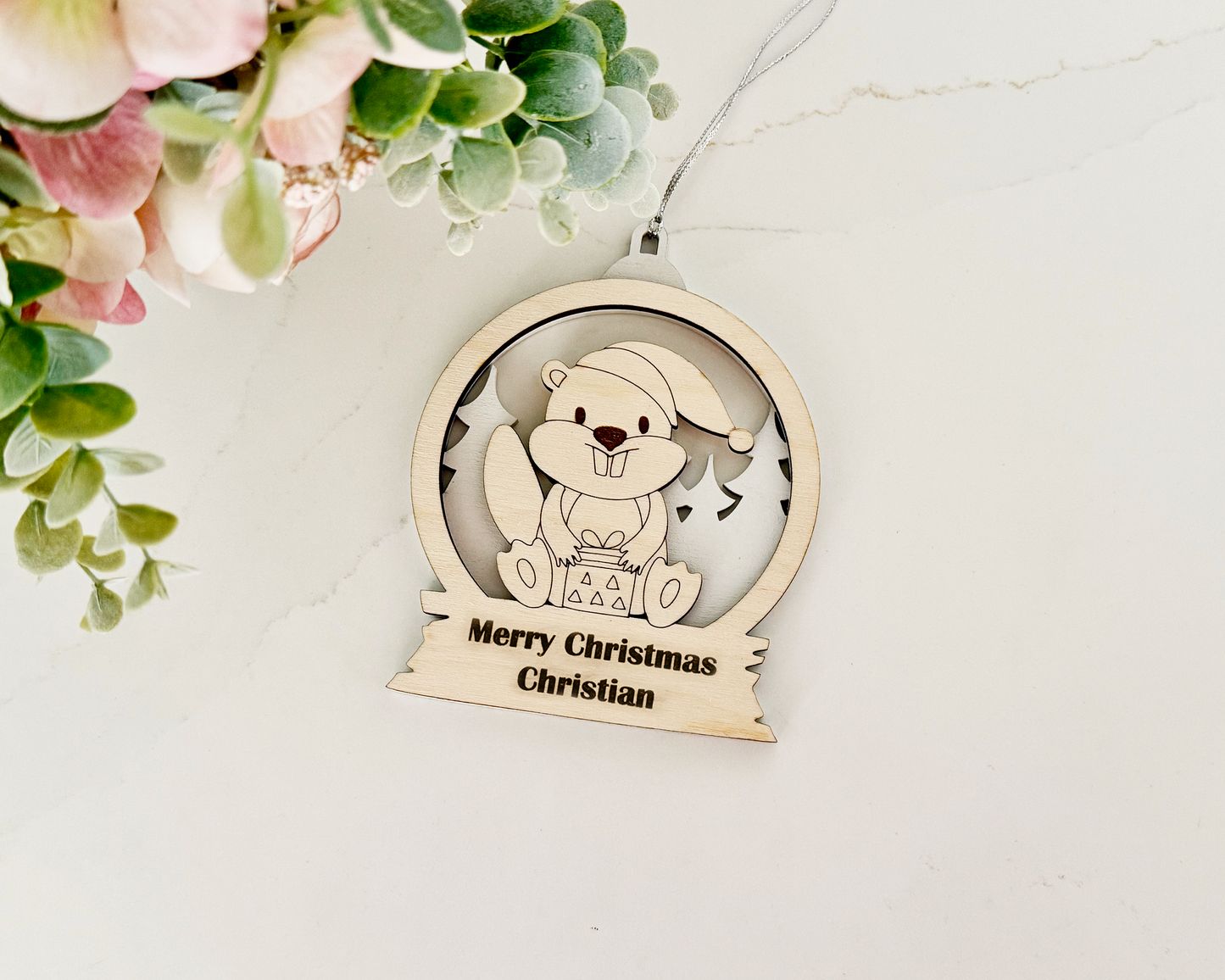 Personalized Snow Globe Beaver Christmas Ornament for Christmas Tree Decoration Gift