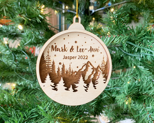 Personalized Mountain and Forest Christmas Ornament for Christmas Tree Decoration Gift