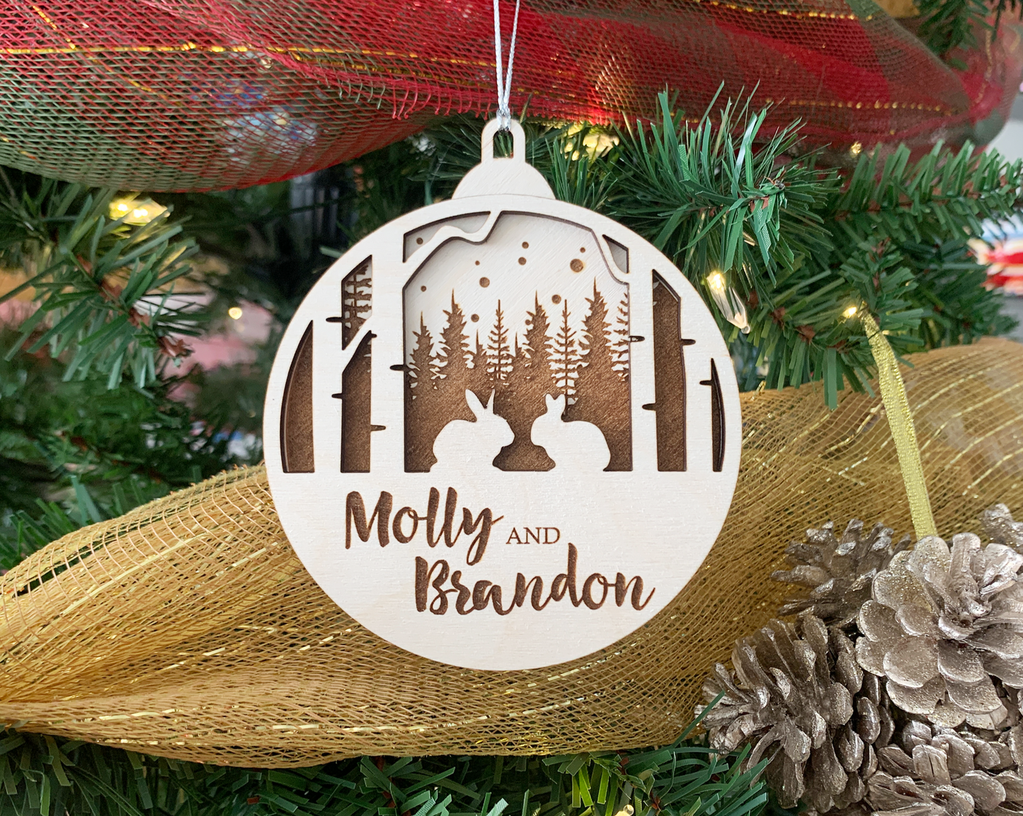 Personalized Bunny Family Christmas Ornament for Christmas Tree Decoration Gift