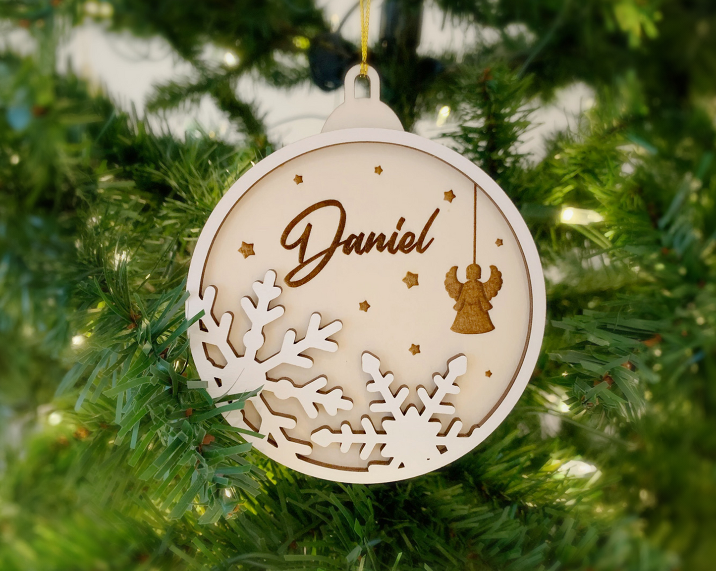 Personalized Snowflake Angel Christmas Ornament for Christmas Tree Decoration Gift