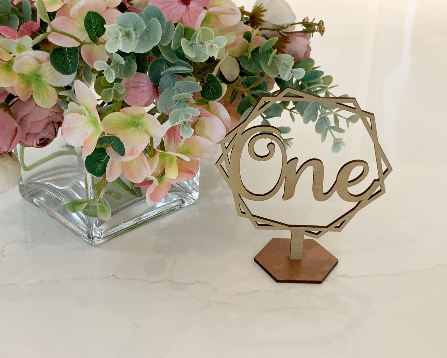 Overlapping Hexagon Wedding Table Numbers For Wedding Reception Table Decoration