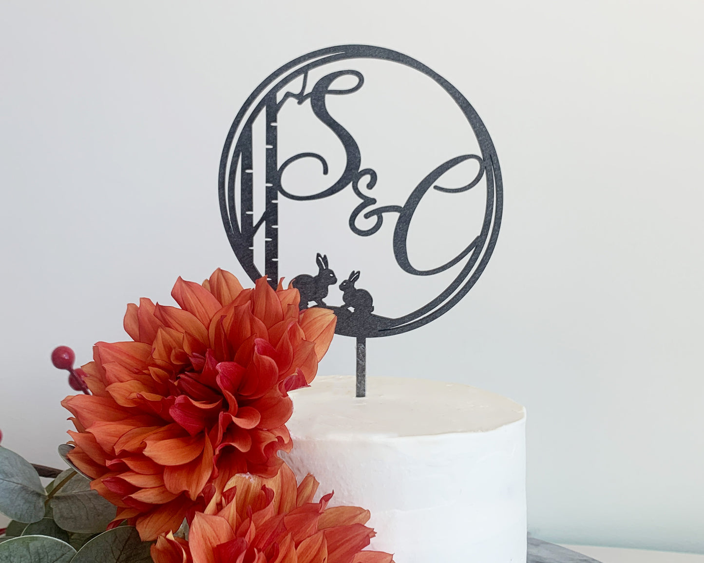 Personalized Bunny Family Initials Cake Topper for Wedding and Birthday Parties