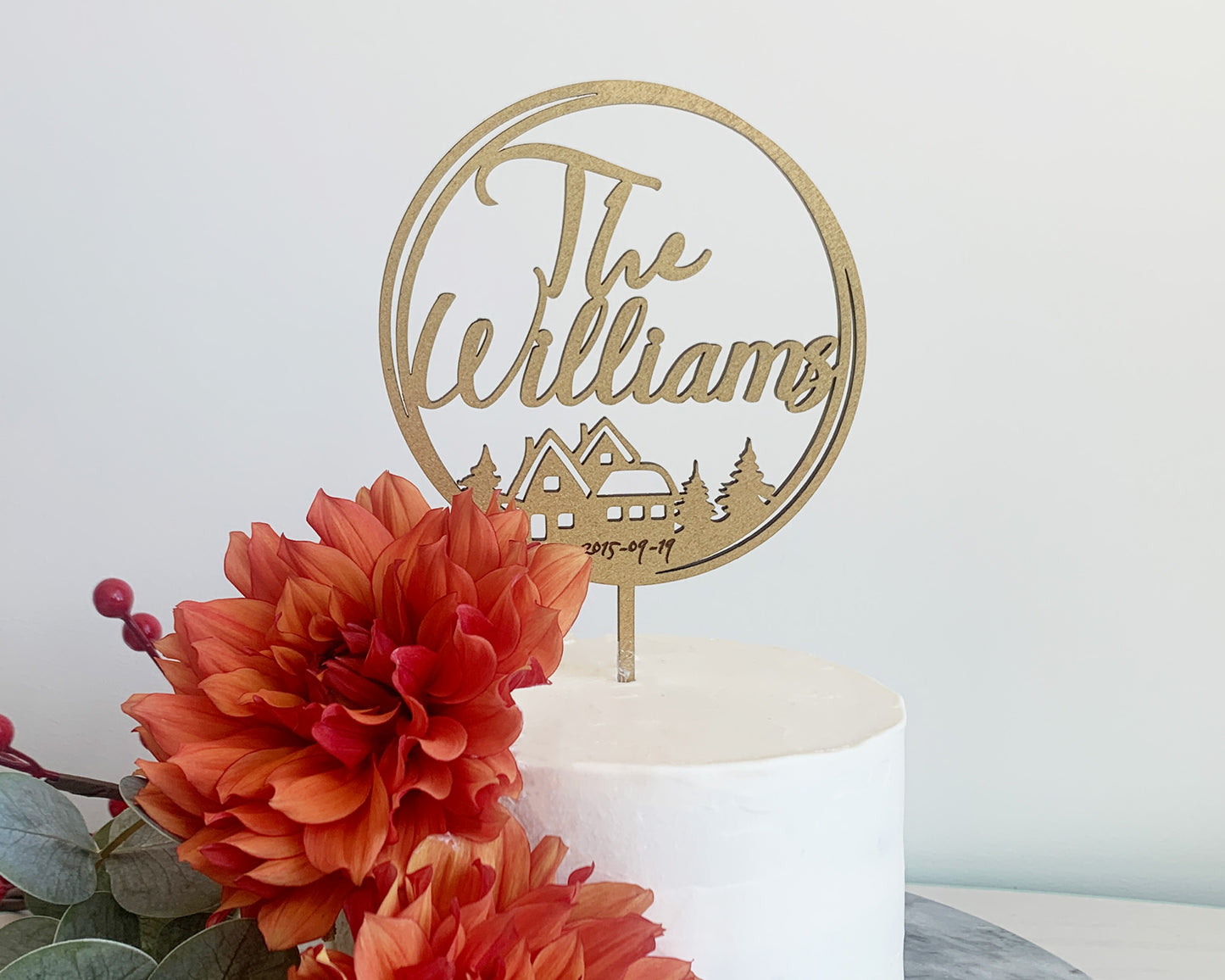 Personalized Cabin Family Name Cake Topper for Wedding and Birthday Parties