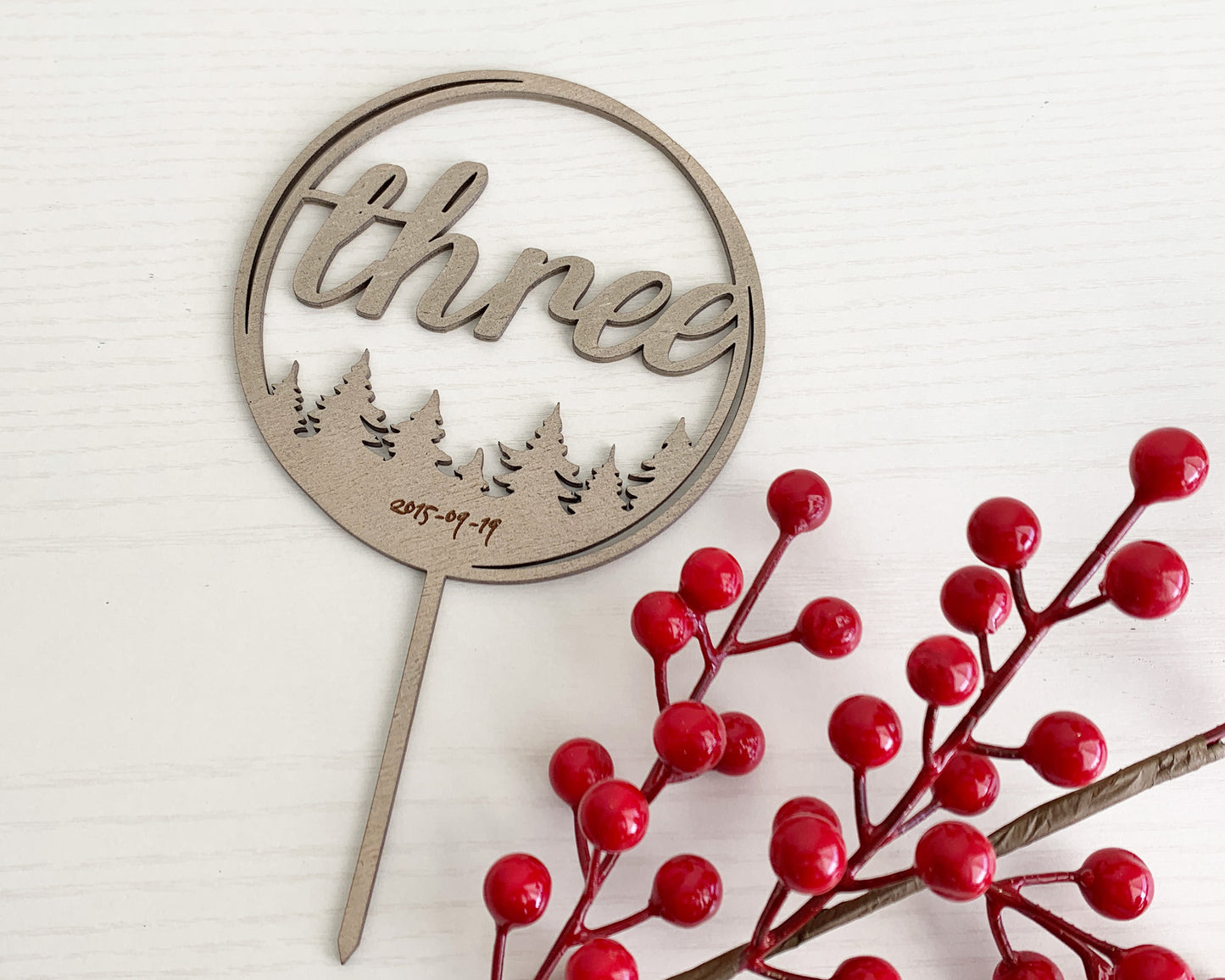 Personalized Forest Design Numeric Cake Topper for Wedding and Birthday Parties