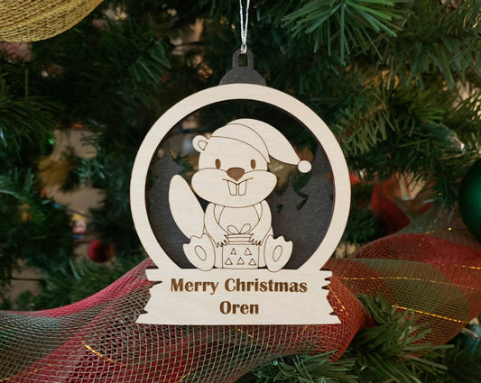 Personalized Snow Globe Beaver Christmas Ornament for Christmas Tree Decoration Gift