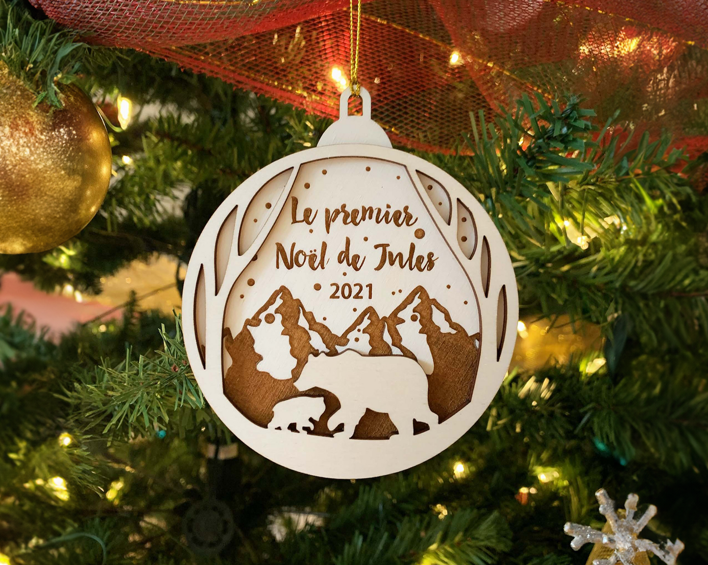 Personalized Bear Family Christmas Ornament for Christmas Tree Decoration Gift