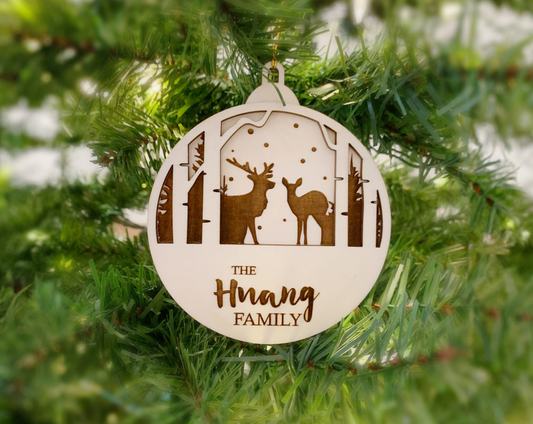 Personalized Deer Family Christmas Ornament for Christmas Tree Decoration Gift