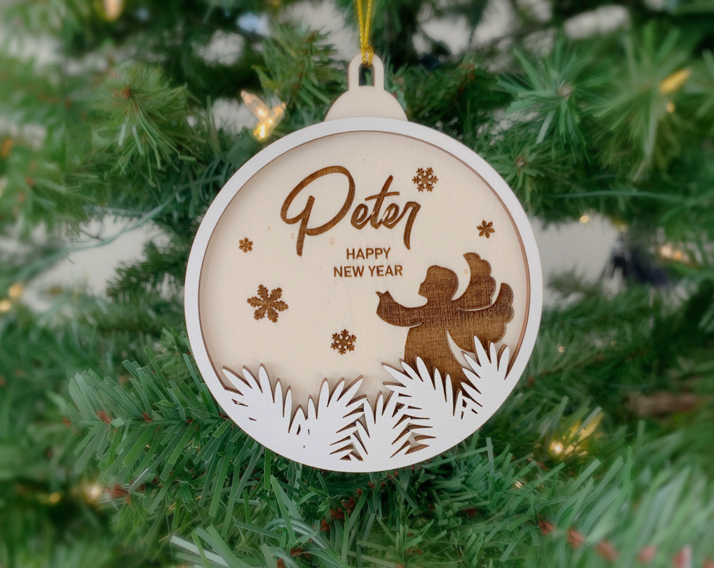 Personalized Snow Angle Prayer Christmas Ornament for Christmas Tree Decoration Gift