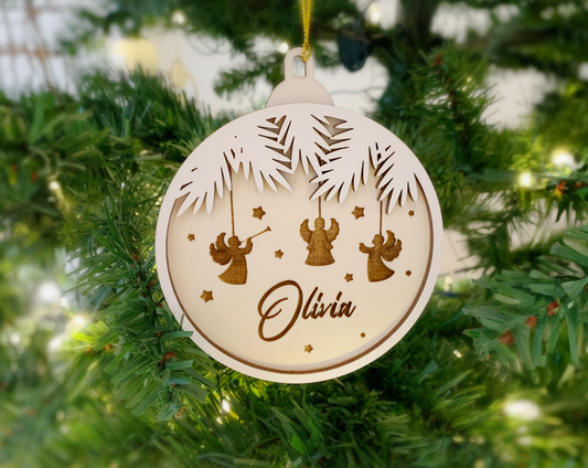 Personalized 3 Snow Angles Christmas Ornament for Christmas Tree Decoration Gift